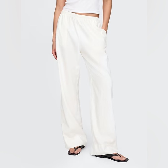 GAP Pants - Gap Linen-Blend Easy Wide-Hem Pants